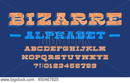 Bizarre Alphabet Font. Vivid Colors Hand Drawn Messy Letters And Numbers. Stock Vector Typescript Fo