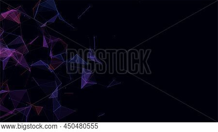 Vector Business Futuristic Backdrop. Network Connection Structure Cyberspace With Moving Particles. 