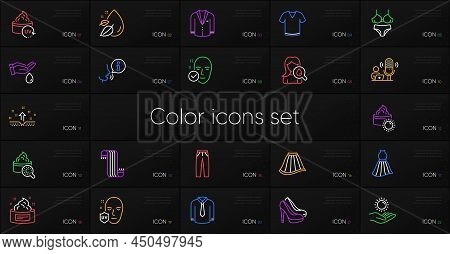 Set Of Sun Cream, Skin Cream And Shirt Line Icons. Include Sun Protection, T-shirt, Scarf Icons. Was