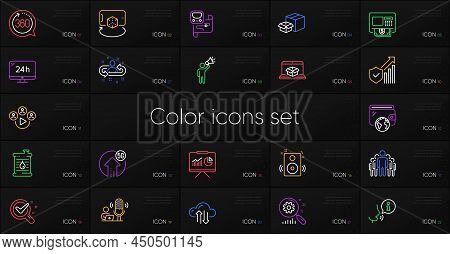 Set Of Chemistry Lab, Recruitment And 360 Degrees Line Icons. Include Packing Boxes, Atm, Group Icon