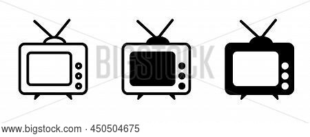 Vintage Cartoon Set With Three Retro Tvs. Design Wallpaper. Old Design. Vector Illustration. Stock I