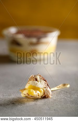 Tiramisu. Dessert With Cream For Breakfast. High Quality Photo