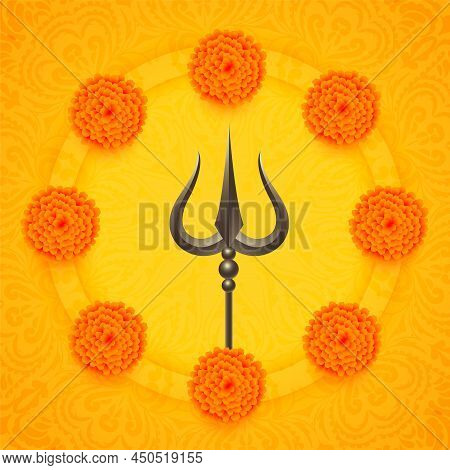 Trishul With Flowers Maha Shivratri Festival Greeting