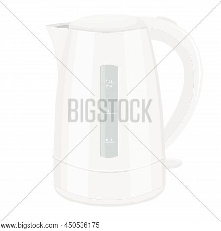 Realistic Electric Kettle Made Of Metal , Isolated Vector Illustration On White Background Teapot. E