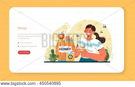 Hiver Or Beekeeper Web Banner Or Landing Page. Professional Farmer