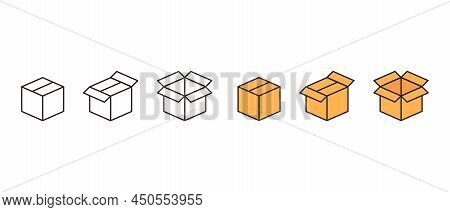 Delivery Box Or Container Vector Icons Set. Shipping Order Symbol