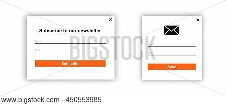 Newsletter Form, Email Capture Page Vector Set. Ui Design For Website. Name, Email, Subscribe Button