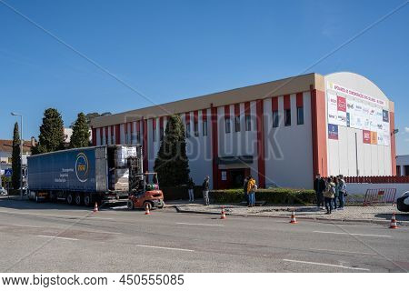 Ovar, Portugal - 7 March 2022: Truck Loading With Humanitarian Support To Ukraine. Initiative By A G