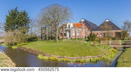 Panorama Of A Traditional Farm House In Groningen, Netherlands