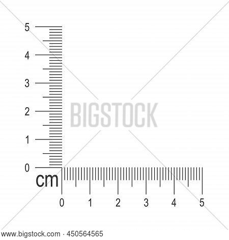 5 Centimeter Corner Ruler Template. Measuring Tool With Vertical And Horizontal Lines With Centimete