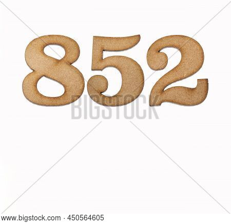Number 852 - Piece Of Wood Isolated On White Background