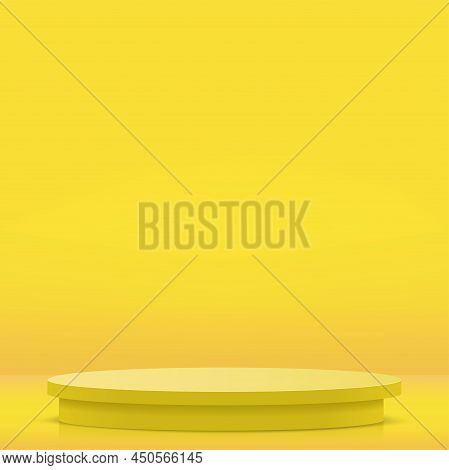 Abstract Background With Yellow Color Podium For Presentation. Vector
