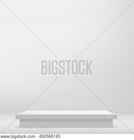 Abstract Background With White Color Podium For Presentation. Vector
