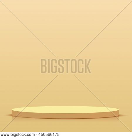 Abstract Background With Cream Color Podium For Presentation. Vector