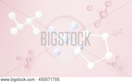 3d Render Of Simple Chemical Bond In Side Cell Or Molecules. The Associated Of Atoms, Ions, Bond And