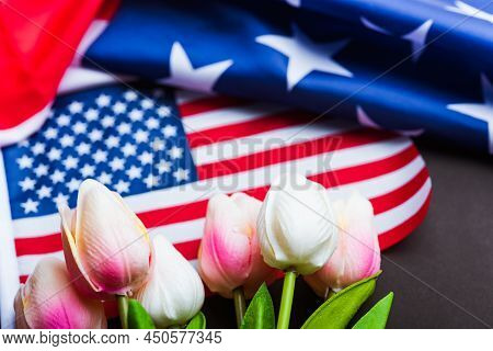 Happy Memorial Day Remember Previously But Now Seldom Called Decoration Day, American Flag And A Tul