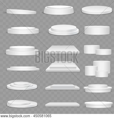 Set Of Square And Circle Podiums. Vector