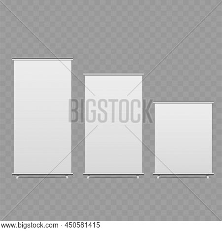 Roll Up Banner Isolated On Transparent Background. Vector