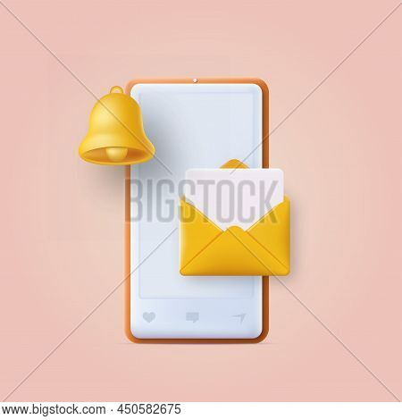 3d Subscribe To Email On Smartphone. Vector