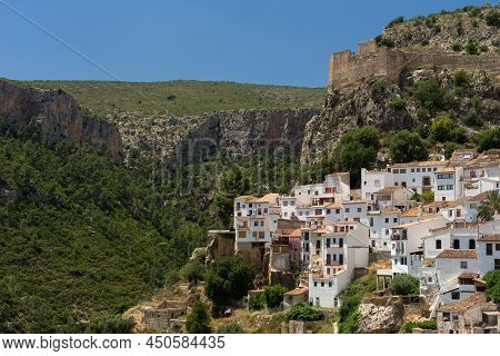Chulilla, Spain - June 27, 2021: Panoramic View Of The Beautiful Village Of Chulilla And Its White H