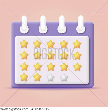 3d Calendar Icon With Check Sign. Vector
