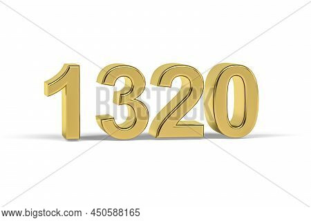 Golden 3d Number 1320 - Year 1320 Isolated On White Background - 3d Render