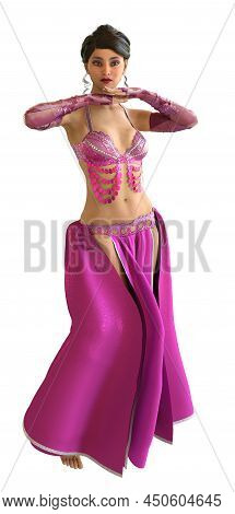3D Belly Dancer Girl In Pink Outfit