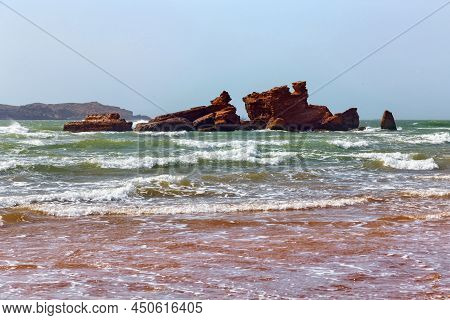 Ruins Of The Bourj El Baroud On The Atlantic Ocean Coast. This Is A Ruined Watchtower Located Somewh