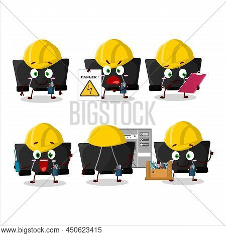 Professional Lineman Binder Clip Cartoon Character With Tools