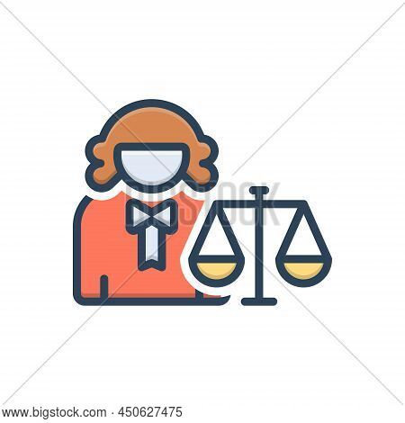 Color Illustration Icon For Lawyer Jurist Justiciary Advocate Judge Counselor