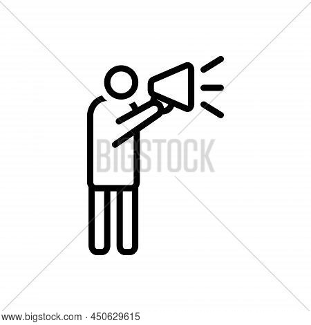 Black Line Icon For Ambassador Envoy Pursuivant Diplomat Advertisement Megaphone