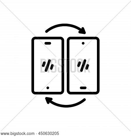 Black Line Icon For Altered Phone Changed Revised Transformed Refurbish Updated Emended