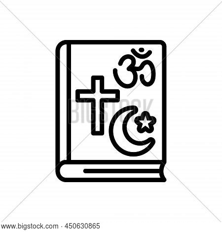 Black Line Icon For Religions Righteousness Faith Doctrine Mythology Holy-book