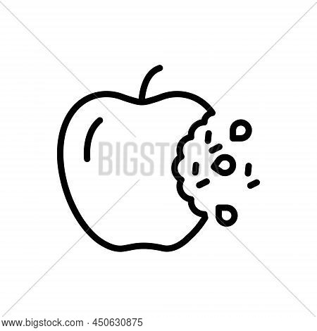 Black Line Icon For Bite Kerf Delicious Fruit Healthy Juicy Eat
