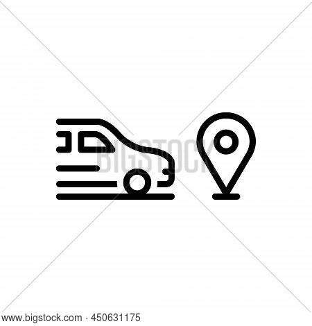 Black Line Icon For Nearest Car Nearby Not-far-off Gps Near Local Map Localization Indicator