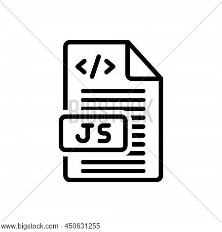 Black Line Icon For Js File Folder Paper Attachment Fileformat Filetype Document