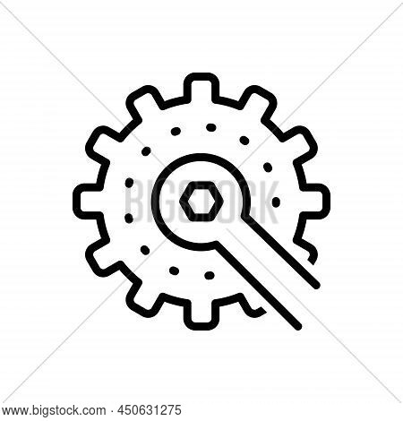 Black Line Icon For Conf Configuration Development Repair Mechanical Technical Cogwheel