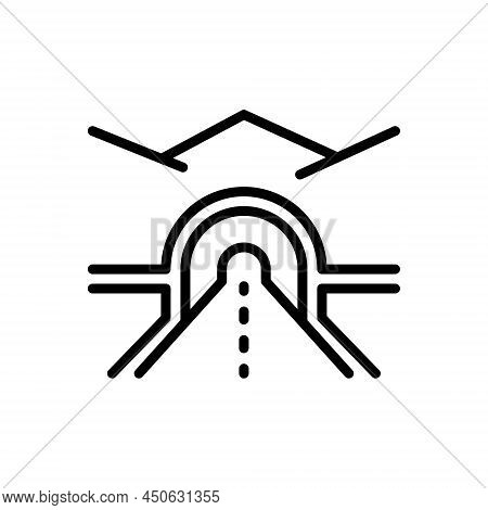 Black Line Icon For Tunnel Avenue Entrance Street Subterranean Road Transport Below-ground Subway