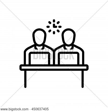 Black Line Icon For Colleague Collaborator Comrade Companion-in-arms Fellow-worker  Partner