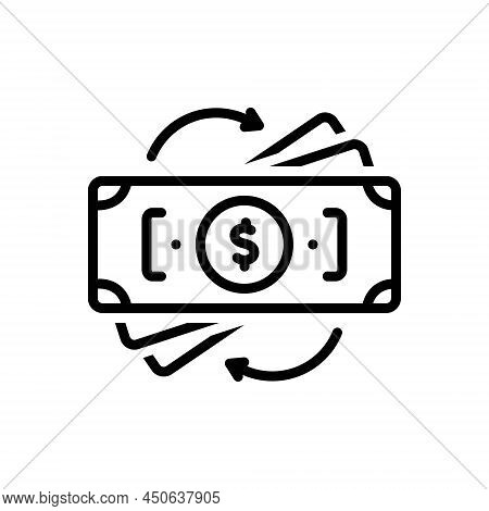 Black Line Icon For Converted Transformed Currency Changed Finance Convert Exchange