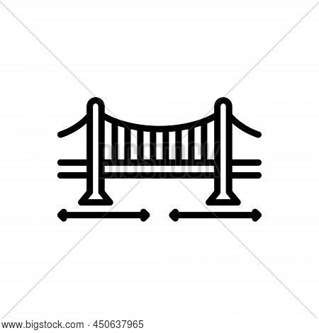 Black Line Icon For Span Bridge Building Period Long-time Highway