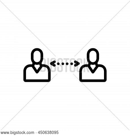 Black Line Icon For Far Away Long-distance Social-distancing Distant Faraway Gap People