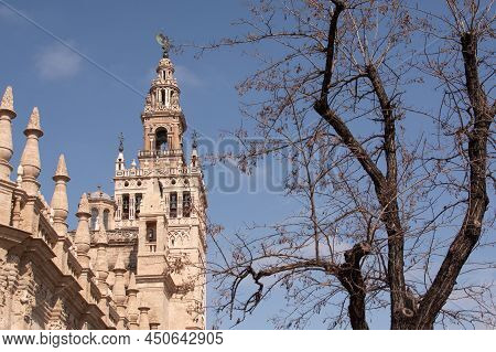 Sevilla, Spain -march 03, 2022 : Famous Cathedral Of Sevilla In Andalucia, Spain, Unesco World Herit