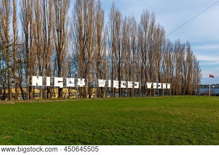 The Inscription - Nigdy Wiecej Wojny (in English: No More War).gdansk Westerplatte, Poland