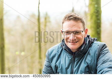 Kordel, Rhineland-palatinate - Germany - 04 13 2019 - Close Up Portrait Of A Forty Year Old White Sm