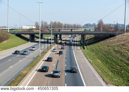 Strombeek Bever, Flemish Brabant Region, Belgium - 03 06 2022: The Ring Road Highway Near The A12
