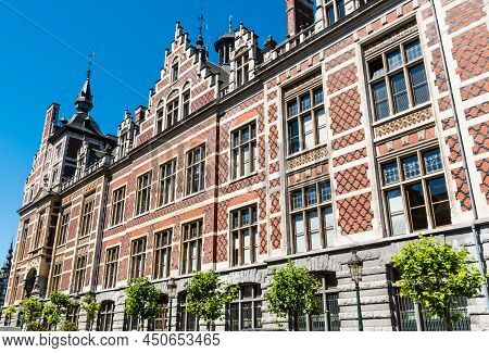 Schaerbeek, Brussels , Belgium - 06 29 2019 - The Facade Of The Town Hall In Neo- Renaissance Style