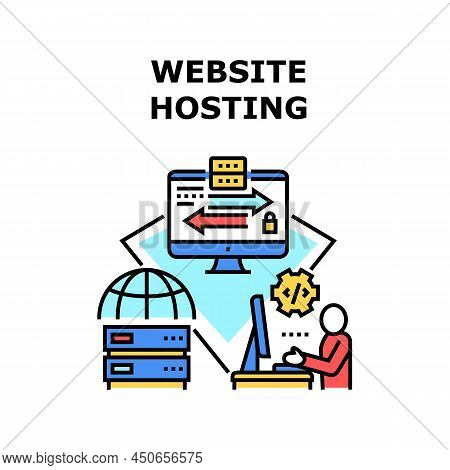 Website Hosting Vector Icon Concept. Website Hosting Searching And Researching Programmer For Loadin