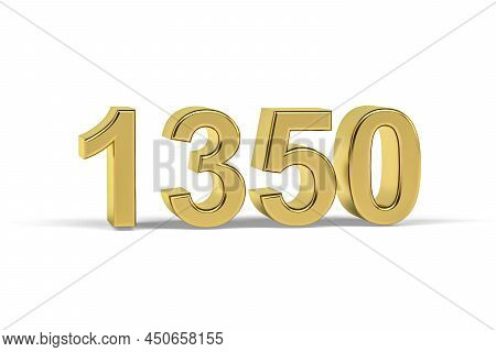 Golden 3d Number 1350 - Year 1350 Isolated On White Background - 3d Render