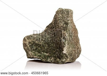 An Untreated Fragment Of Jadeite Rock, On A White Background